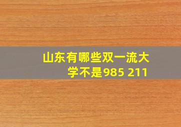 山东有哪些双一流大学不是985 211